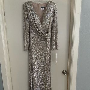New with tags Jovani size 10 silver evening gown original price $590 asking $300